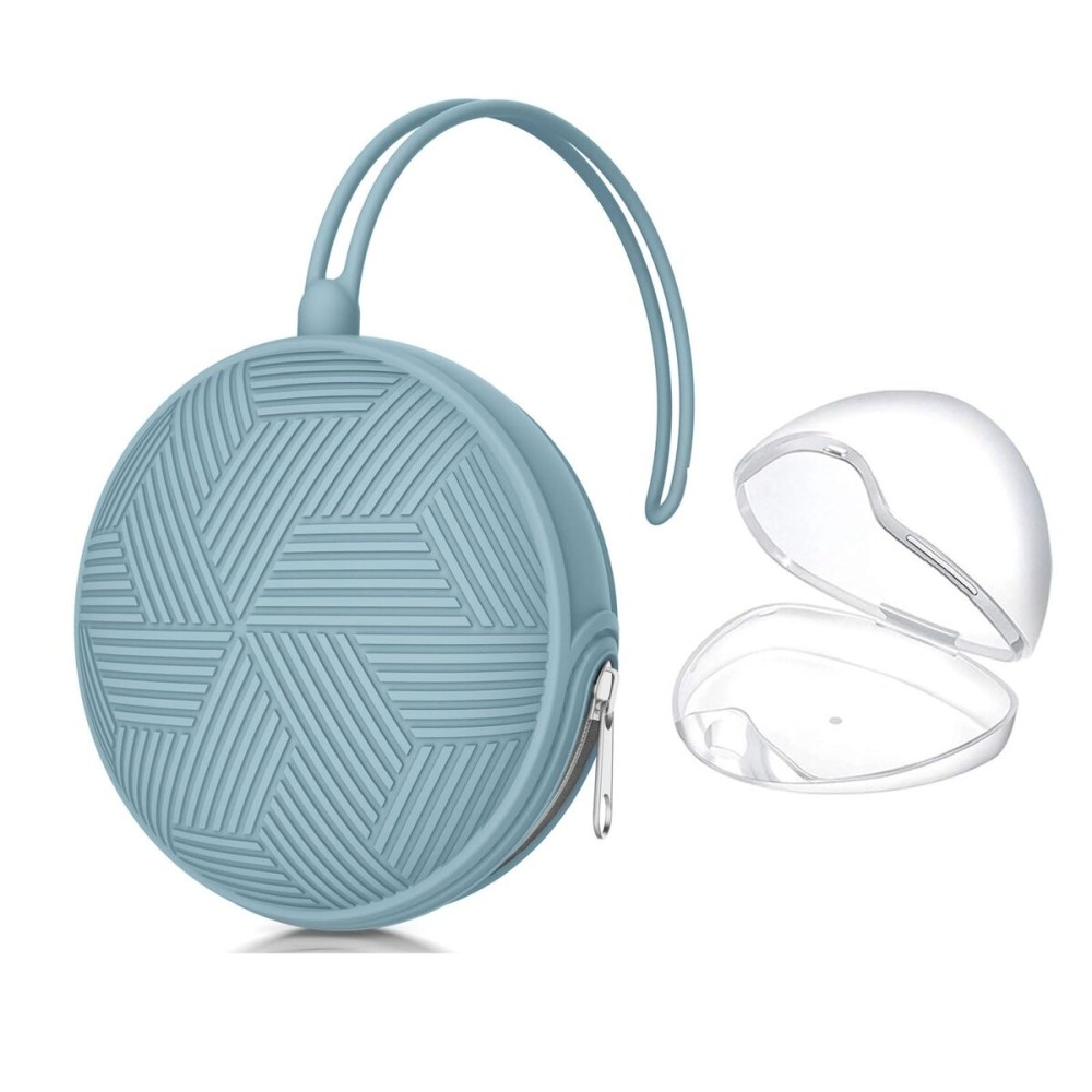 Smlpuame Pacifier Holder Case,BPA Free Portable Pacifier Storage Container,Silicone Baby Pacifier Cover Pouch for Diaper Bag Stroller,Travel Outdoor Activities,Easy to Clean(Blue)