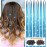 Sky Blue Hair Tinsel Kit with Tool 6pcs 1200 Strands Glitter Tinsel Hair Extensions Heat Resistant Sparkling Shiny Fairy Hair Accessories for Women Girls Kids 47Inch