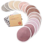 Organic Nursing Pads - 14 Washable Viscose Derived from Bamboo Breastfeeding Pads, Wash Bag, Reusable Breast Pads for Breastfeeding, Nipple Pads for Breastfeeding Essentials(Plum, M 3.9)