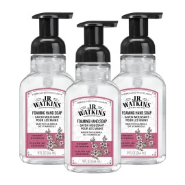 J.R. Watkins Foaming Hand Soap Pump with Dispenser, Moisturizing Foam, Alcohol-Free, Cruelty-Free, Use as Kitchen or Bathroom Soap, Cherry Blossom, 9 fl oz, 3 Pack