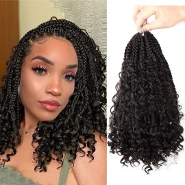 LMZIM Goddess Box Braids Crochet Hair 12 Inch 8 Packs Boho Box Braids Crochet Hair Bohemian Crochet Box Braids Curly Ends Synthetic Braids Hair Extension For Women 2