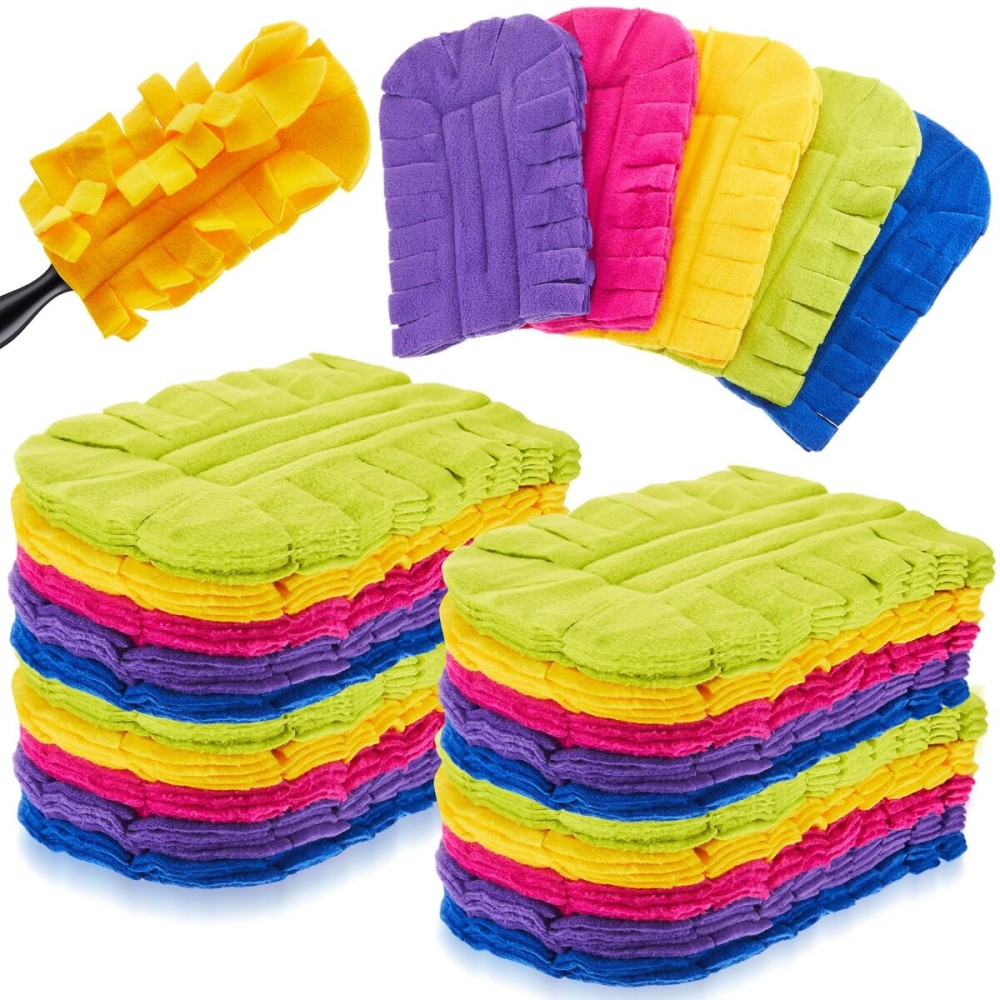 Zubebe 40 Pcs Duster Refill Reusable Fleece Duster Refills Feather Flat Dusters Multi Surface Washable Cleaning Pads Tools for Home, Blinds, Car, Pet, Furniture, Fans (Dark Color)