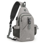 G4Free Canvas Sling Bag Crossbody Backpack with USB Charging Port & RFID Blocking, Hiking Daypack Chest Bag for Women Men(Grey)