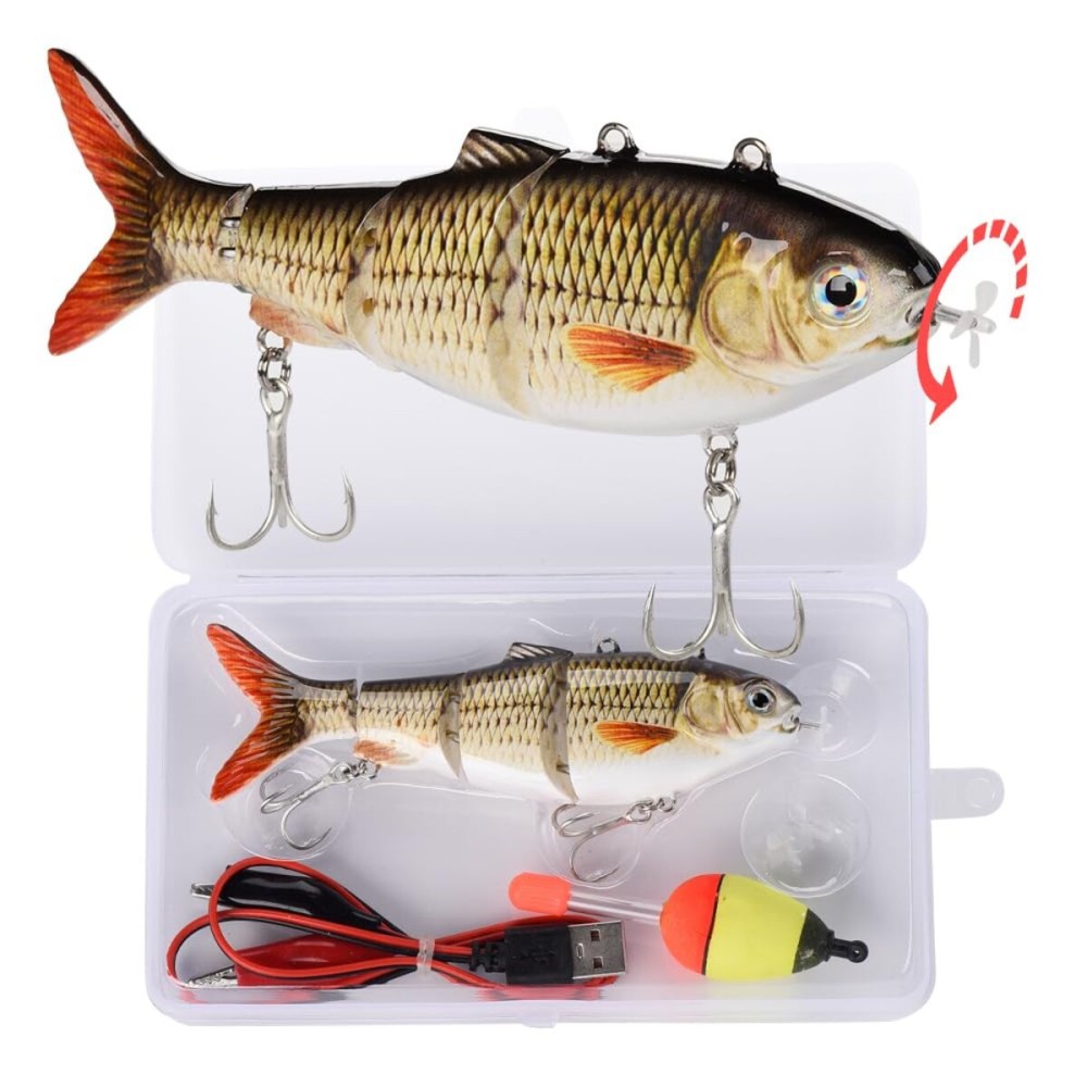 Robotic Swimming Fishing Electric Lures 5.12 USB Rechargeable LED Light Wobbler Multi Jointed Swimbaits Hard Lures Fishing Tackle (Common Shad2(Upgrade 2023))
