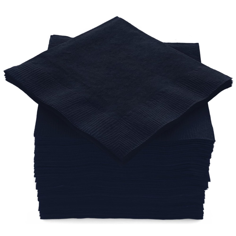 100 Pack Navy Beverage Napkins, Big Party Pack, 2 Ply, Ideal for Wedding, Party, Birthday, Dinner, Lunch, Cocktails. (5 x 5) by Amcrate