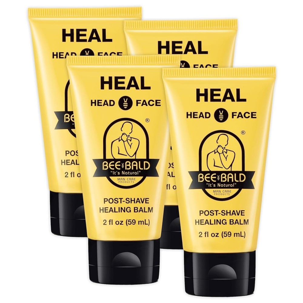 Bee Bald HEAL Aftershave for Men Healing Balm, Immediately Calms & Soothes Damaged Skin, Treats Bumps, Redness, Razor Burn & Other Shaving Post Shave Irritations, 2 Fl Oz (Pack of 4)