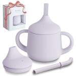 Moonkie Silicone Baby Sippy Cups | 3 Stages Training Cup Straw Cup for Infants Toddlers and Kid | 4 oz 1Pack