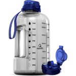 AQUAFIT 1 Gallon Water Bottle with Time Marker - Straw & Chug Lid - BPA Free Gym Water Bottle with Straw - Big Gallon Jug (Clarity, 128 oz - 2in1 Lid)