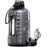 AQUAFIT 1 Gallon Water Bottle with Time Marker - Straw & Chug Lid - BPA Free Gym Water Bottle with Straw - Big Gallon Jug (Gray, 128 oz - 2in1 Lid)