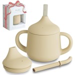 Moonkie Silicone Baby Sippy Cups | 3 Stages Training Cup Straw Cup for Infants Toddlers and Kid | 4 oz 1Pack