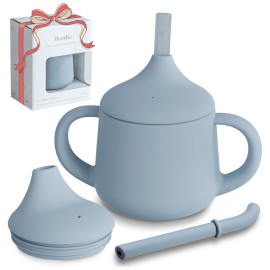 Moonkie Silicone Baby Sippy Cups | 3 Stages Training Cup Straw Cup for Infants Toddlers and Kid | 4 oz 1Pack