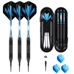 sanfeng Darts Plastic Tip Set with Black Barrel 18g for Electronic Dart Board with 50 Rubber O-Rings 6 Blue Alu Shafts Extra 50 Replacement Soft Tips Accessories