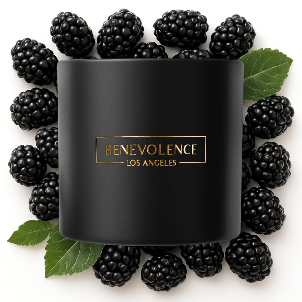 Benevolence LA 3 Wick Candle, Black Berries (Baies) Large Christmas Scented Candles | Soy Holiday Candle for Women and Men | Home Fragrance | Aromatherapy | Bathroom Freshener 14.5 Oz, 45 Hour Burn