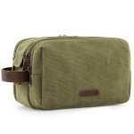 BAGSMART Toiletry Bag for Men, Canvas Travel Toiletry Organizer Dopp Kit Water-resistant Shaving Bag for Toiletries Accessories (Green, Medium)