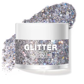 LANGMANNI Holographic Body Glitter Gel for Body, Face, Hair and Lip.Color Changing Glitter Gel Under Light. Vegan & Cruelty Free-1.35 oz (5 Silver Fantasy)