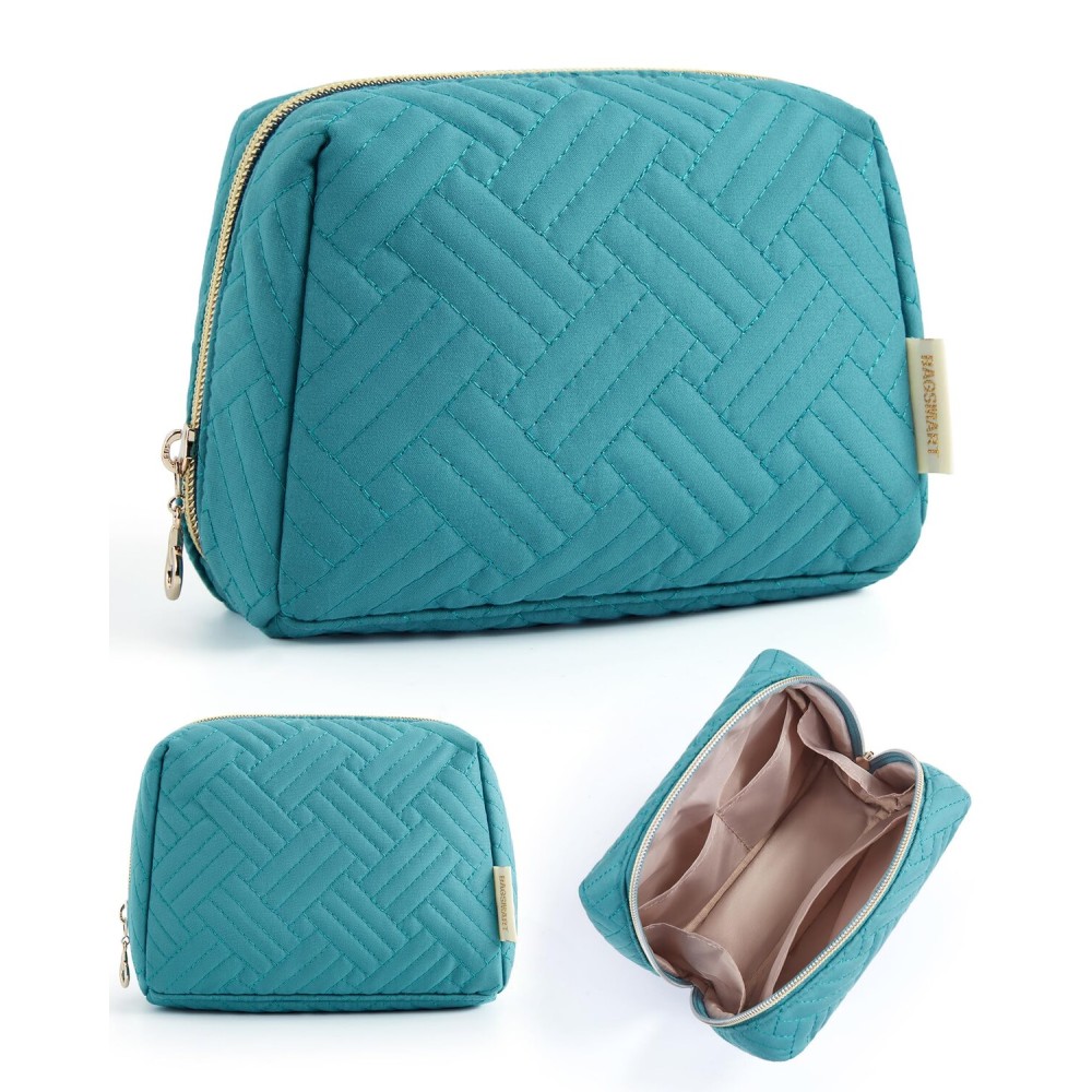 BAGSMART Small Makeup Bag, Travel Cosmetic Bag Make Up Pouch Small Travel Zipper Pouch,Water-resistant Toiletry Bag,Makeup Organizer Bag for Women, Blue