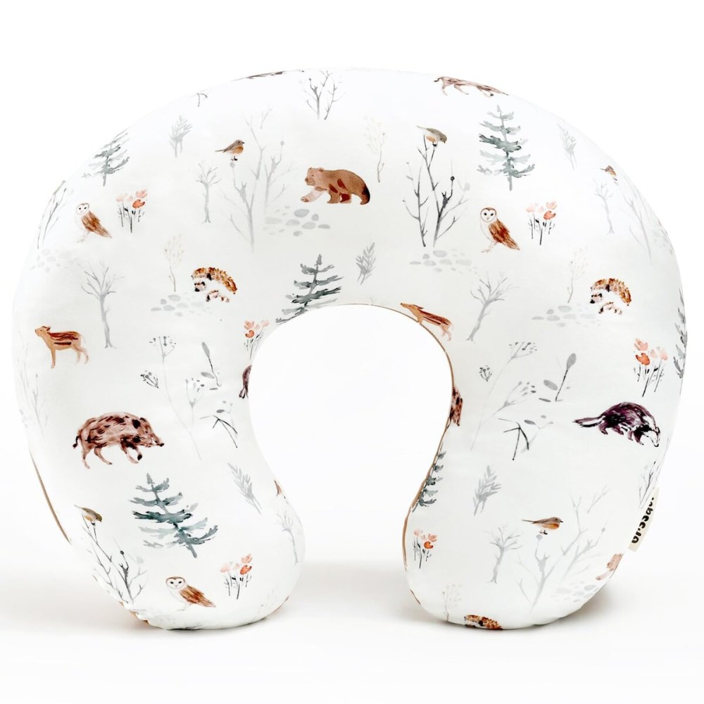 GRSSDER Nursing Pillow Cover Stretchy Minky Removable Nursing Covers for Breastfeeding Pillows, Ultra Soft Comfortable Slipcover for Boy and Girls, Jungle Animals
