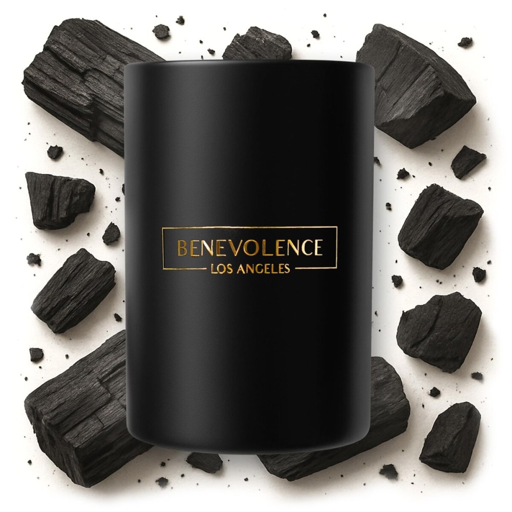 Benevolence LA Charcoal Scented Candle | Soy Christmas Candles, Black Candle for Home | Holiday Candles Gifts for Women and Men | Home Fragrance | Aromatherapy | Bathroom Freshener | 10oz