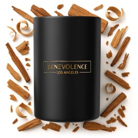 Benevolence LA Santal Scented Candle | Soy Christmas Candles, Black Candle for Home | Holiday Candles Gifts for Women and Men | Home Fragrance | Aromatherapy | Bathroom Freshener | 10oz
