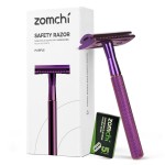 ZOMCHI Double Edge Safety Razor with 5 Safety Razor Blades, Women & Mens Safety Shaving Razor, Reusable Razor, Plastic Free - Purple