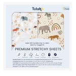 TotAha Jungle Animal Crib Sheets for Girls Boys 2 Pack, Fitted Baby Crib Sheet Neutral for Standard Crib Mattress & Toddler Bed Mattress (52x28), Ultra Soft Baby Sheets