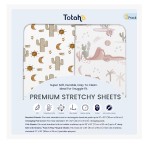 TotAha Cactus Crib Sheets (2-Pack) - Hypoallergenic, Silky Comfort, Buttery Soft, Calming Effect, All-Season Jersey-Knit Sheets, 9\'\' Extra Deep Pocket Baby Western Crib Sheet