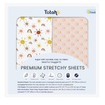 TotAha Mini Crib Sheets Boho Rainbow, Hypoallergenic Pack N Play Mattress Sheets, Buttery Soft Pack and Play Fitted Sheets 24x38x5, 2 Pack