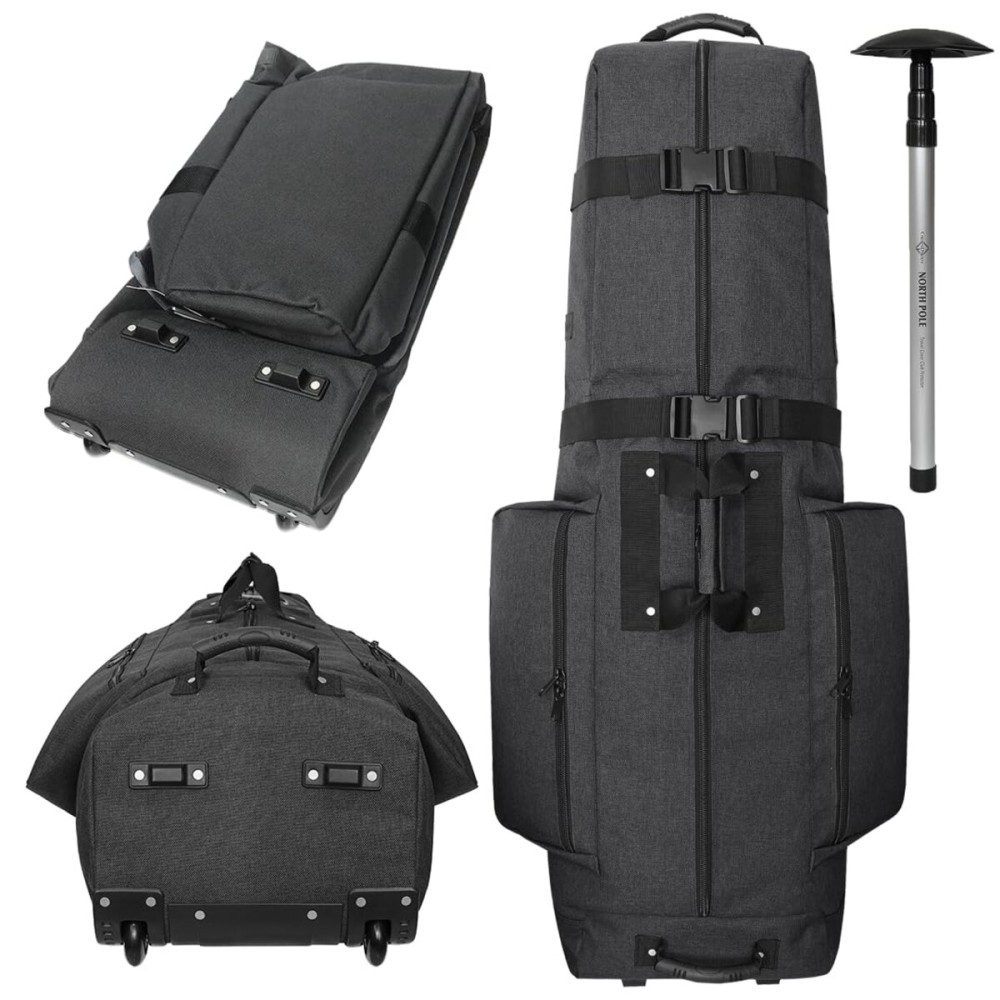 CaddyDaddy Constrictor Soft-Sided Golf Travel Bag Cover with Thick Dense Foam Padded Top 1 Year Full Replacement Coverage | North Pole Wheels & Lockable Zippers Case for Transporting Clubs on Airlines