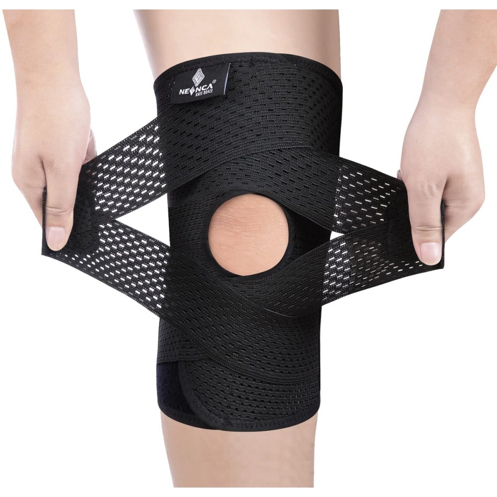NEENCA Knee Brace for Knee Pain, Compression Knee Support with Air Mesh Fabric, Adjustable Knee Wrap with Side Stabilizers, Ultra-Soft Bandage for Elderly, Meniscus Tear, ACL, Arthritis Relief, Walk