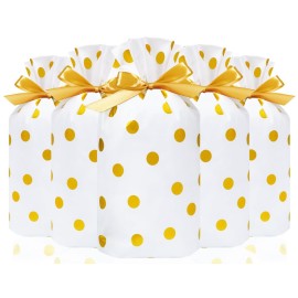 HRX Package 50pcs Cute Goodie Bags, Drawstring Gift Bags for Christmas Treat Candy Cookies Food (5.8x9x2.4 inch)