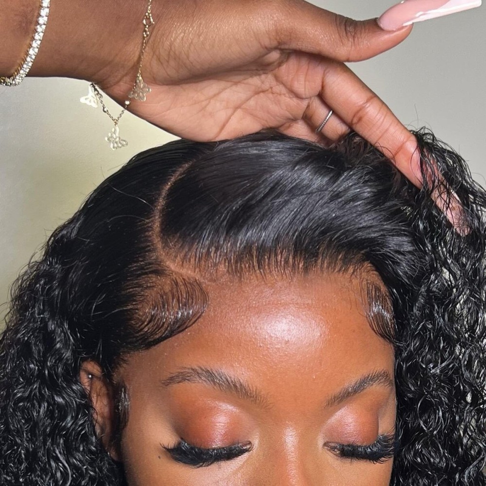 BEEOS Curly 5x5 SKINLIKE Real HD Lace Closure Wig, 250% Density Small Knot Pre-plucked Natural Hairline Human Hair Wig Natural Black 20 Inch