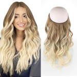 Sassina Invisible Wire Hair Extensions Real Human Hair with Transparent Wire Adjustable Size Secure Clips Natural Straight Secret Miracle Hairpiece, Balayage 8-60 16 Inch 80 Gram