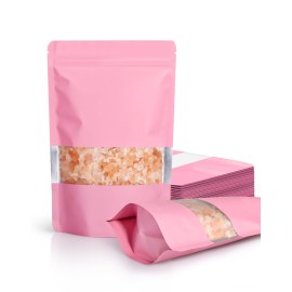 FireKylin 100 Pack Smell Proof Bags 5.9 x 8.6, Resealable Bags with Matte Window, Foil Pouch Stand Up Sealable Bags for PackagingPink