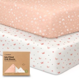 KeaBabies 2-Pack Baby Crib Sheets for Boys, Girls - 52x28 Viscose Derived from Bamboo Toddler Bed Sheets Neutral, Fitted Crib Mattress Cover for Standard Baby Bedding, Soft & Cozy (Butterflies)