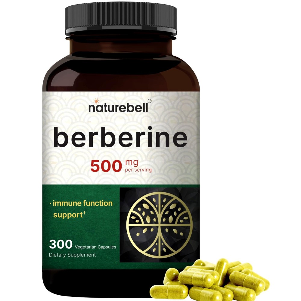 NatureBell Berberine Supplement 500mg | 300 Veggie Capsules, 97% Pure Berberine HCL - 5:1 Root Extract - Plant Based, Vegan, Non-GMO