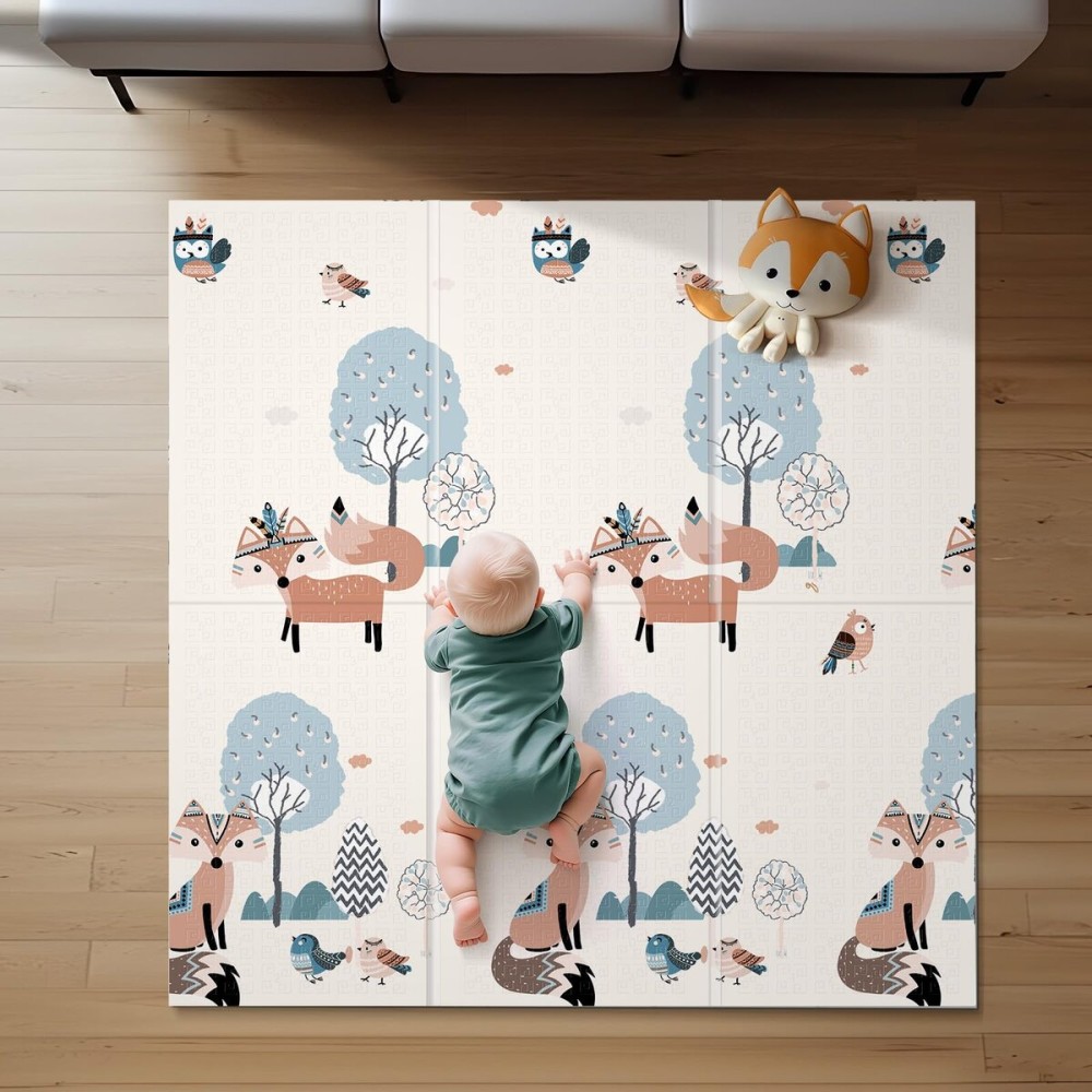 Baby Play Mat, 59 X59  Extra Large Foldable Baby Mat for Playtime and Tummy Time, Thick Foam Play Mat for Baby, Waterproof, Reversible Portable Playmat for Babies and Todders, Indoor&Outdoor Use