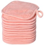 BloomSesame Makeup Remover Cloths for Face, Eye, Lips - Reusable Makeup Remover Pads Soft Microfiber Facial Cleansing Cloths 5 x 5 inch 12 Pack (Coral)