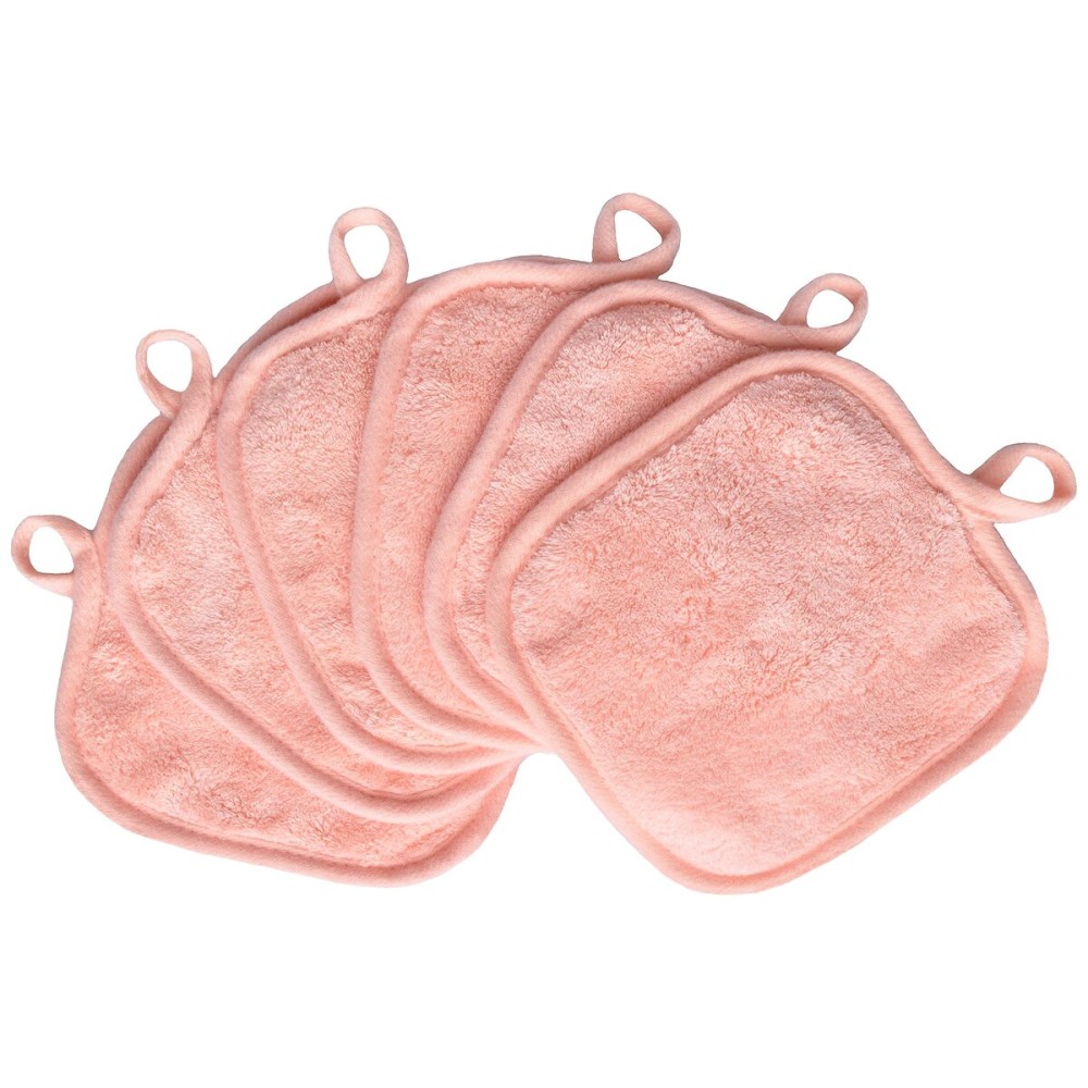 BloomSesame Makeup Remover Cloths for Face, Eye, Lips - Reusable Makeup Remover Pads Soft Microfiber Facial Cleansing Cloths 5 x 5 inch 6 Pack (Coral)