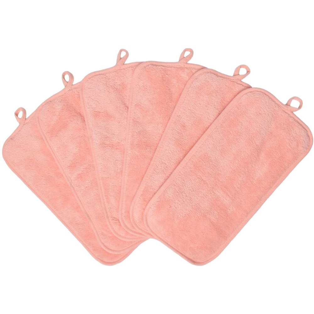 BloomSesame Makeup Remover Cloths for Face, Eye, Lips - Reusable Makeup Remover Pads Soft Microfiber Facial Cleansing Cloths 6 x 12 inch 6 Pack (Coral)
