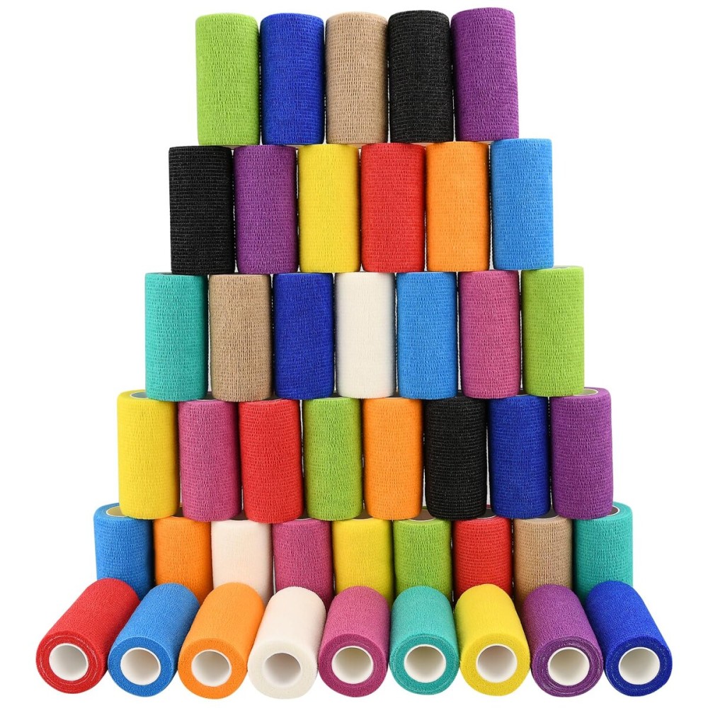 48pcs Self Adhesive Bandage Wraps, 4in 5 Yards, Multicolor
