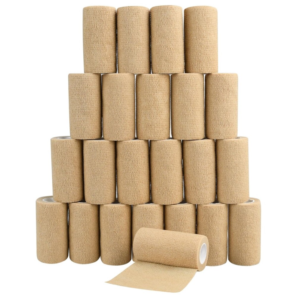24pcs Self Adhesive Bandage Wraps, 4in 5 Yards, Skin Color