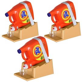 TidyFriend Laundry Detergent Holder Stand Organizer with Drip Tray, 3 Pack Laundry Soap Holder with Non-Slip Rubber Feet for Washing Space Organization, Angled Downward Slope for Easy Pouring (Beige)