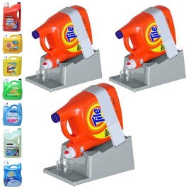 TidyFriend Laundry Detergent Holder Stand with Drip Tray, 3 Pack Laundry Soap Holder with Non-Slip Rubber Feet for Washing Space Organization, Angled Downward Slope for Easy Pouring (Grey)