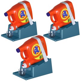 TidyFriend Laundry Detergent Holder Stand with Drip Tray, 3 Pack Laundry Soap Holder with Non-Slip Rubber Feet for Washing Space Organization, Angled Downward Slope for Easy Pouring (Slate Grey)