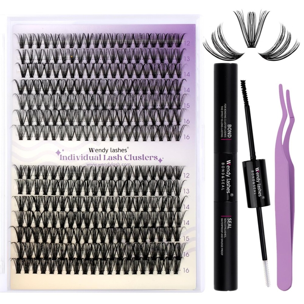 Lash Clusters Kit Natural for DIY: 280-Pcs 30D+40D Ultra-light Waterproof Eyelashes, D Curl Cat Eye 12-16mm Mixed Fake Lashes by Wendy Lashes
