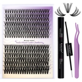 Lash Clusters Kit Natural for DIY: 280-Pcs 30D+40D Ultra-light Waterproof Eyelashes, D Curl Cat Eye 12-16mm Mixed Fake Lashes by Wendy Lashes