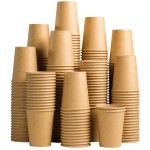 Lamosi 200 Pack 10 oz Kraft Paper Cups, Brown Disposable Paper Coffee Cups, Unbleached Cups for Hot/Cold Beverage Party Home Office