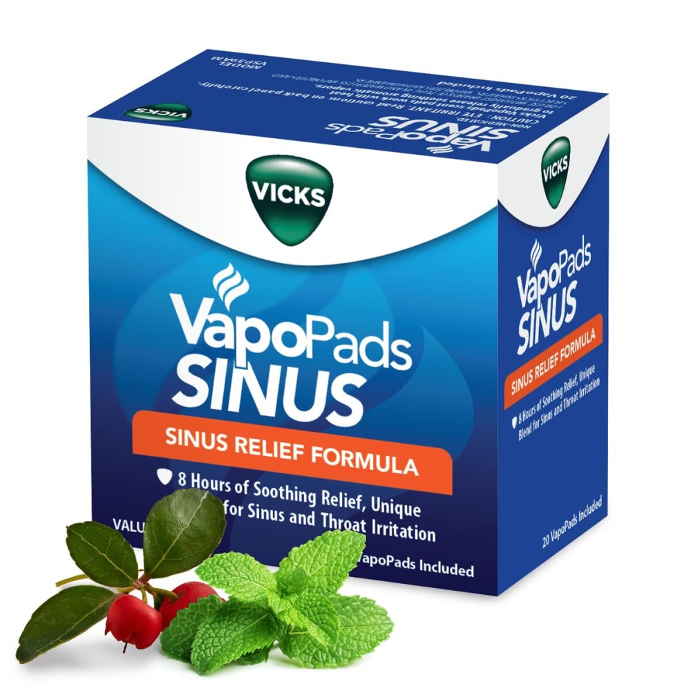 Vicks VapoPads Sinus Relief Formula - Vapor Pads Refill for Vicks Humidifiers and Steam Inhalers, Scent Pads for Sinus Congestion and Throat Irritation, 20-Pack, Box Color May Vary