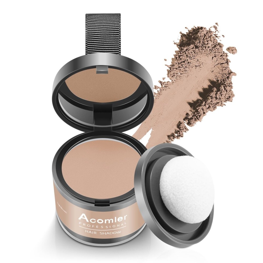 Acomler Root Cover Up Powder for Thinning Hair and Hairline Shadows - Light Brown for Hair Coverage, Eyebrows, Beard Line, and Bald Spots