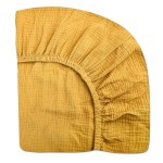 Pack and Play Sheets for Baby Boys and Girls 39x27x3, Neutral Muslin Cotton Pack N Play Mattresses Sheet with Boho Style, Soft and Breathable Comfort (Mustard Yellow)